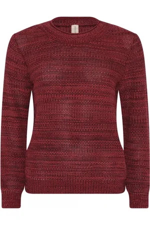Skovhuus Strik, Dame, Rød, M, Bomuld, Stribet Strik Trøje Mix Farve Pullover
