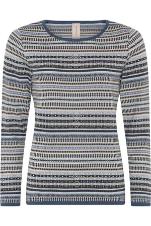 Skovhuus Strik, Dame, Flerfarvet, S, Uld, Indigo Jacquard Pullover Bluse