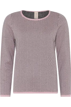 Skovhuus Strik, Dame, Rød, 3XL, Bomuld, Zig Zag Mønstret Pullover Bluse