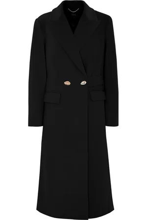 Kocca Frakke, Dame, Sort, XL, Elegant Juvelknap Bæltet Frakke