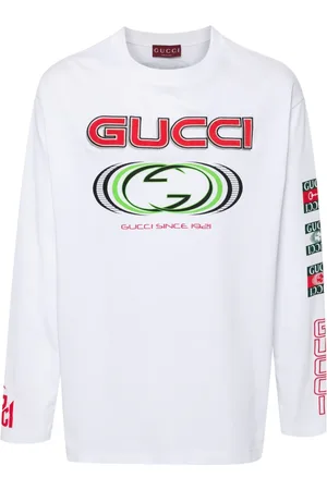 Gucci Top, Herre, Hvid, XL, Bomuld, Spiral Print Crewneck Langærmet Top
