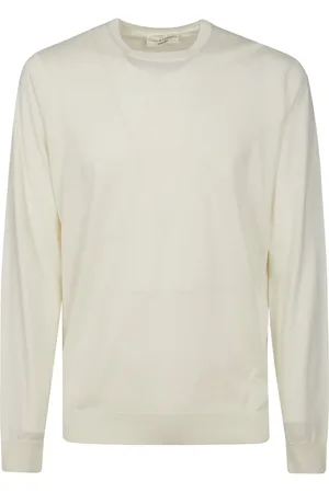 FILIPPO DE LAURENTIIS Strik, Herre, Hvid, 3XL, Bomuld, Mælk Rundhals Sweater