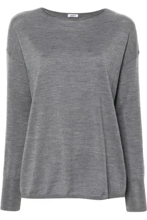 Aspesi Strik, Dame, Grå, 2XS, Uld, Grå Bådhals Merinould Sweater