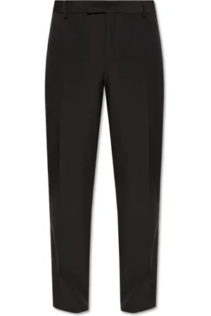 Salvatore Ferragamo Bukser, Herre, Sort, S, Uld, Uldbukser med pressefold
