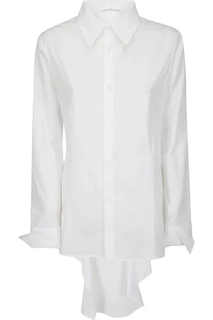 YOHJI YAMAMOTO Bluser & Skjorter, Dame, Hvid, L, Uld, Hvid Asymmetrisk Skulder Skjorte