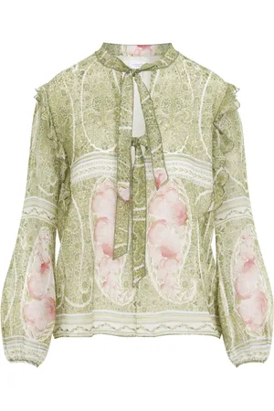 Giambattista Valli Bluser & Skjorter, Dame, Flerfarvet, XS, Grøn Silkeskjorte Elegant Stil