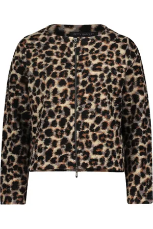 Betty Barclay Strik, Dame, Brun, M, Uld, Dyredesign Uld Blazer med Lynlås