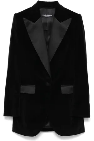 Dolce & Gabbana Jakke, Dame, Sort, M, Satin, Velvet Satin Panel Sort Jakke