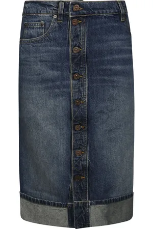 Victoria Beckham Nederdel, Dame, Blå, W26, Denim, Højtaljet denim blyant nederdel