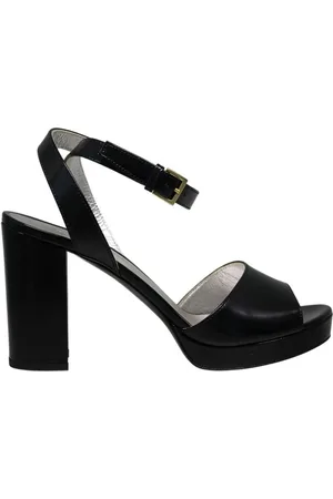 Inès de la Fressange Sko, Dame, Sort, 37 EU, Læder, Laura platform sandal i glat sort læder