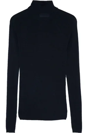 Majestic Strik, Dame, Blå, S, Uld, Navy Merino Wool Turtleneck Sweater