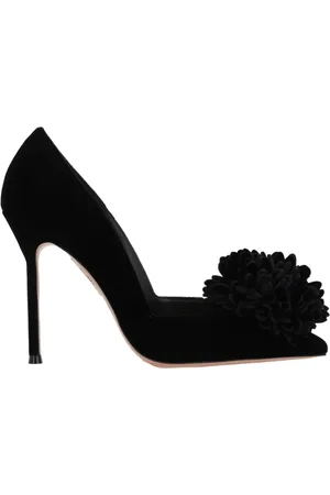 Aquazzura Sko, Dame, Sort, 37 EU, Uld, Sort Fløjl Hælede Pumps