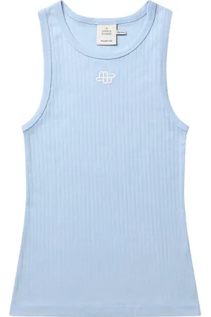 Munthe Top, Dame, Blå, L, Bomuld, Ærmeløs Top Lyseblå Broderet Logo