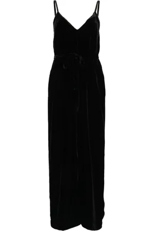 Gold Hawk Kjole, Dame, Sort, S, Uld, Sort Velour Maxikjole med V-Hals
