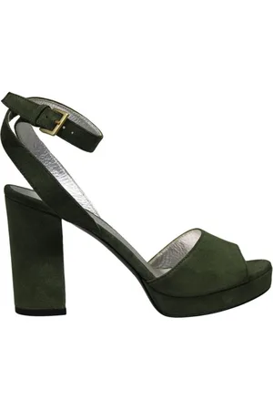 Inès de la Fressange Sko, Dame, Grøn, 41 EU, Læder, Laura platform sandal i khaki ruskind