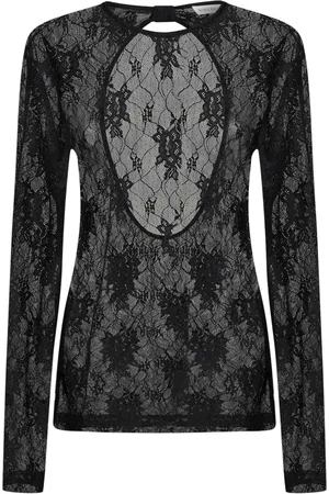 Nina Ricci Top, Dame, Sort, XS, Sort Langærmet Top med Åben Ryg