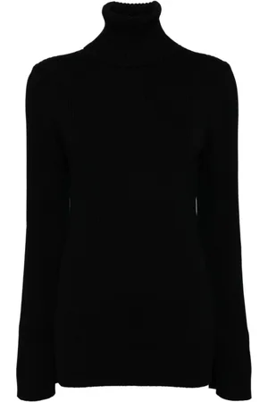 JUNYA WATANABE Strik, Dame, Sort, M, Uld, Sort uld turtleneck sweater