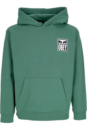 Obey Sweathshirts & Hoodies, Herre, Grøn, XL, Bomuld, Premium hættetrøje med øjne ikon
