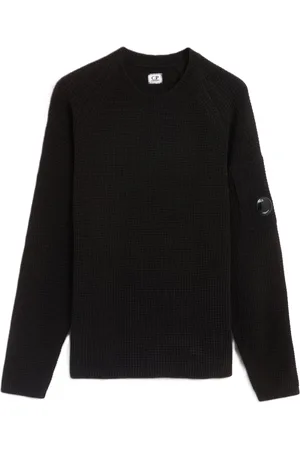 C.P. Company Strik, Herre, Brun, L, Sort Chenille Crewneck Vaffel Sweater
