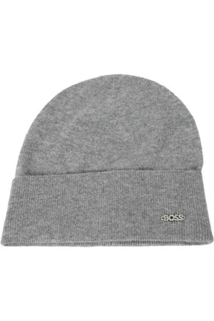 HUGO BOSS Tilbehør, Dame, Grå, ONE SIZE, Uld, Metal Logo Uld Cashmere Beret