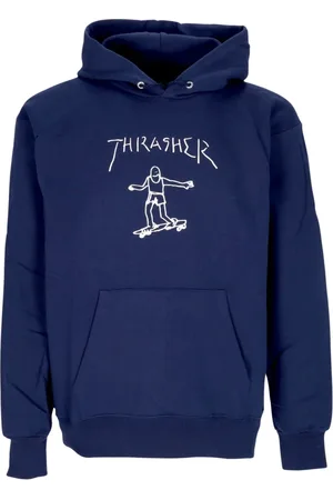Thrasher Sweathshirts & Hoodies, Herre, Blå, XL, Bomuld, Navy/White Herre Hoodie med Snøre
