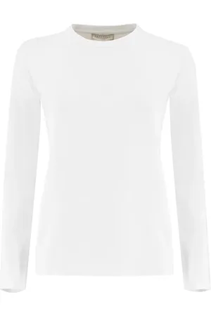 ANTONELLI Top, Dame, Hvid, M, Bomuld, Essentiel Bomuld Jersey Crew Neck Skjorte