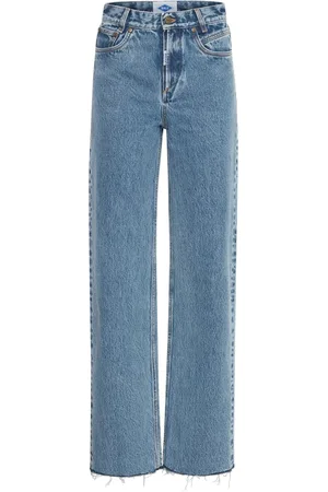 Ball Jeans, Dame, Blå, W31 L32, Uld, Marble Wash Straight-Leg Jeans
