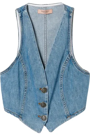 Twin-Set Jakke, Dame, Blå, S, Bomuld, Vests