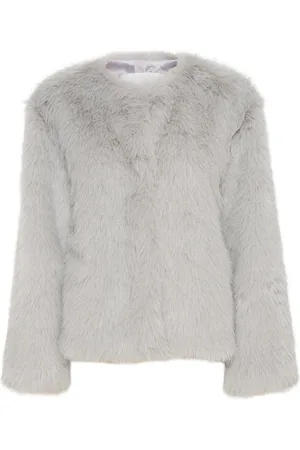 Karen by Simonsen Jakke, Dame, Grå, M/L, Faux Fur, Faux Fur Jakke Flint