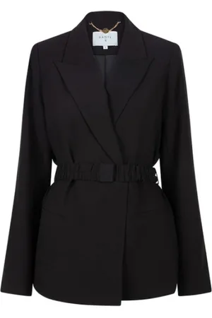 Dante 6 Jakke, Dame, Sort, L, Uld, Sort crepe blazer med skulderpuder
