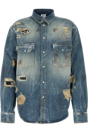 Vetements Skjorte, Herre, Blå, S, Uld, Stilfuld Denim Skjorte