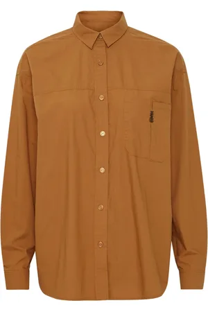 Ball Bluser & Skjorter, Dame, Brun, M, Uld, Stilfuld Bafibio Skjortebluse Kumin