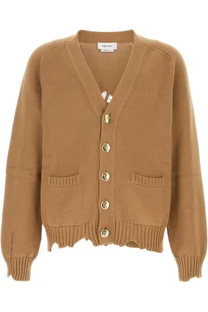Alexander McQueen Strik, Herre, Brun, L, Bomuld, Biscuit Bomuldscardigan