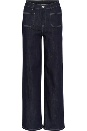 Kaffe Jeans, Dame, Blå, 2XS, Flared Jeans med høj talje og lommer