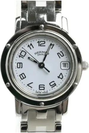 Hermès Pre-owned, Dame, Hvid, ONE SIZE, Tyl, Pre-owned Rustfrit stal watches