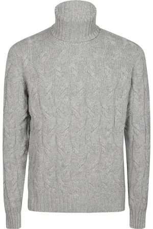 DRUMOHR Strik, Herre, Grå, L, Flet Turtleneck Sweater