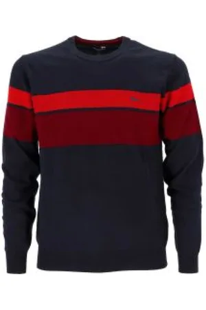 HARMONT&BLAINE Sweathshirts & Hoodies, Herre, Blå, XL, Bomuld, Blå Sweater med Horisontale Striber