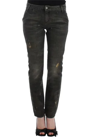 Costume National Jeans, Dame, Grå, W26, Bomuld, Grå Straight Leg Distressed Jeans