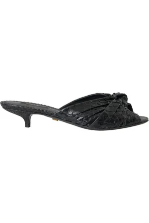 Dolce & Gabbana Sko, Dame, Sort, 40 EU, Læder, Eksotiske Læderhæle Sandaler med Dyreprint