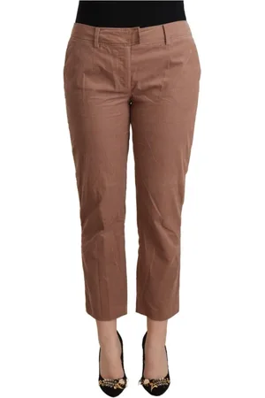 Costume National Bukser, Dame, Brun, 2XL, Bomuld, Elegant Cropped Bukser i Brun