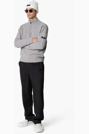 Quotrell Strik, Herre, Grå, M, Bomuld, Strikket Halfzip Sweater Grå