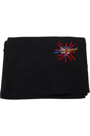 Dolce & Gabbana Tilbehør, unisex, Sort, ONE SIZE, Uld, Elegant Sort Uld Wrap Tørklæde