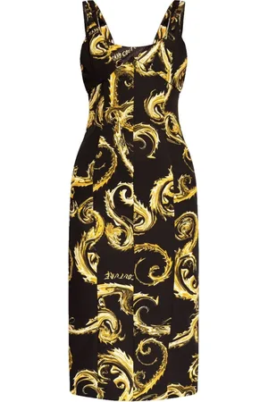 VERSACE Kjole, Dame, Sort, XS, Sort Midi Kjole til Kvinder