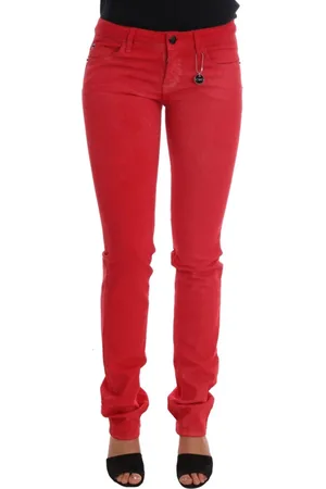 Costume National Jeans, Dame, Rød, W28, Bomuld, Rød Slim Designer Jeans