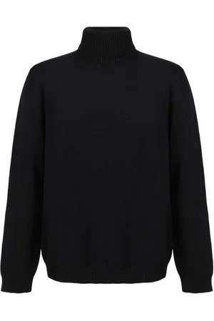 Roberto Collina Strik, Herre, Sort, XL, Uld, Sort Merinould Turtleneck Sweater