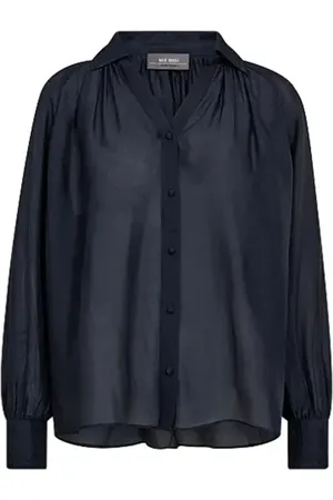 Mos Mosh Bluser & Skjorter, Dame, Blå, S, Polyester, Elegant Navy Skjorte med Puff Ærmer