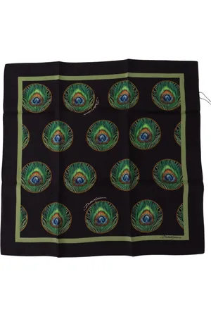 Dolce & Gabbana Tilbehør, Dame, Flerfarvet, ONE SIZE, Uld, Elegant Silketorklaede med Paonfjer