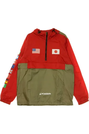 Huf Jakke, Herre, Flerfarvet, XL, Uld, Flags Anorak Jakke Cyber Rød