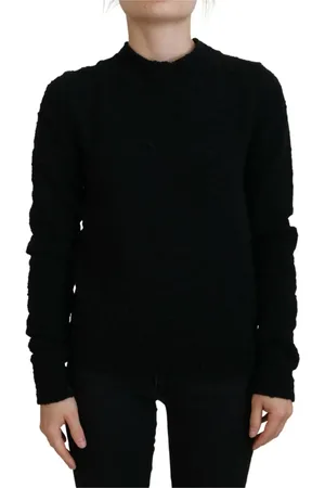 Dolce & Gabbana Strik, Dame, Sort, XS, Uld, Luksus Uldblanding Sweater