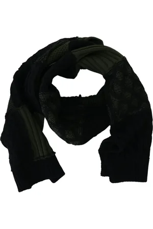 Dolce & Gabbana Tilbehør, unisex, Sort, ONE SIZE, Uld, Elegant Uldtørklæde i Sort & Grøn